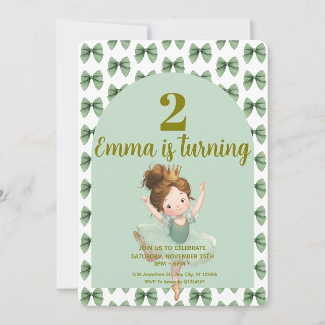 Mint Green Little Princess Ball  Invitation (Front)