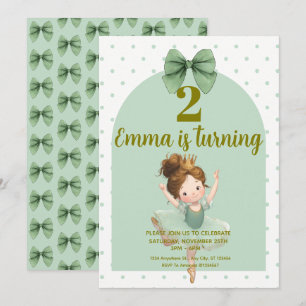 Mint Green Little Princess birthday Invitations