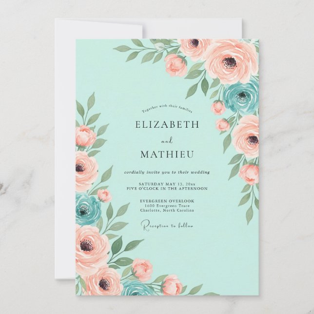 Mint Green Luminous Spring Wedding Invitation (Front)