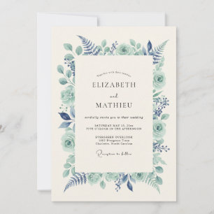 Mint Green Lush Woodland Wedding Invitation