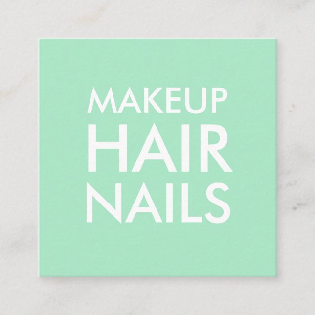 Mint green makeup artist / salon business card (Front)