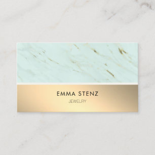 Mint Green Marble Faux Gold Foil Business Card