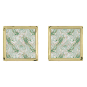 Mint Green Marble & Gold Cufflinks