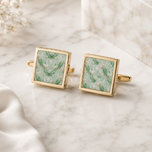 Mint Green Marble & Gold Cufflinks