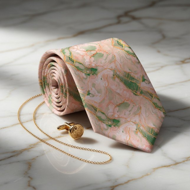 Mint Green Marble & Gold Neck Tie (Creator Uploaded)