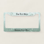 Mint Green Marble Ombre Custom Text glitter License Plate Frame<br><div class="desc">This design may be personalized in the area provided by changing the photo and/or text. Or it can be customized by clicking Personalize this Template and then choosing the click to customize further option and delete or change the color of the background, add text, change the text color or style,...</div>
