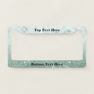 Mint Green Marble Ombre Custom Text glitter License Plate Frame