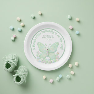 Mint Green Marshmallow Butterfly Baby Shower  Paper Plates
