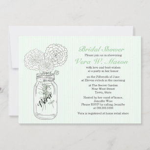 Mint Green Mason Jar Vintage Bridal Shower Invites
