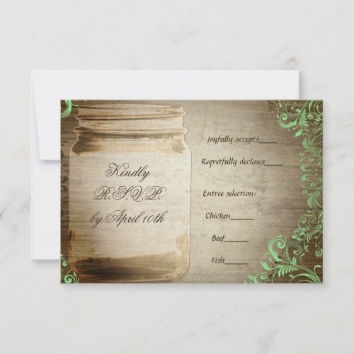 Mint Green Mason Jar Wedding RSVP