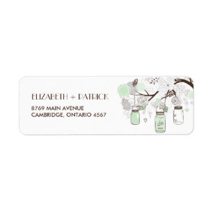 Mint Green Mason Jars Floral Wedding Address Label