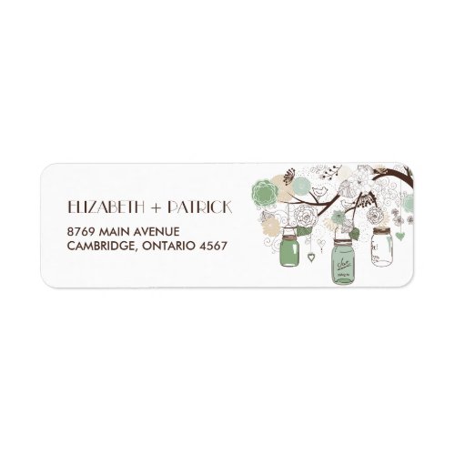 Mint Green Mason Jars Wedding Address Label