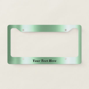 Mint Green metal Look Metallic Custom Text License Plate Frame