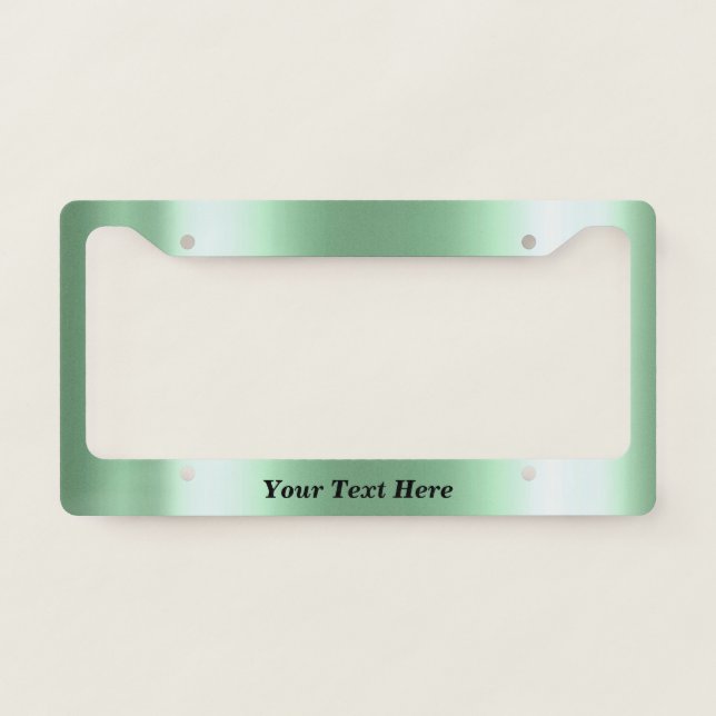 Mint Green metal Look Metallic Custom Text License Plate Frame (Front)