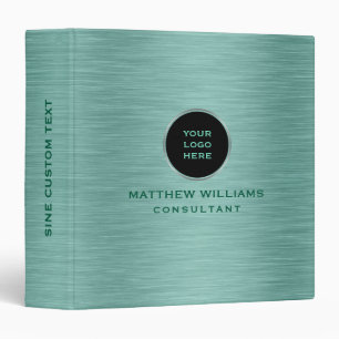 Mint Green Metallic Brushed Steel Background 3 Ring Binder
