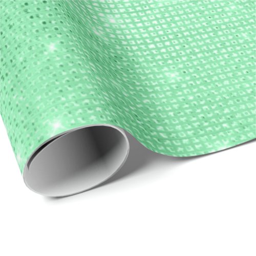 Mint Green  Metallic Sequins Minimal Spark Grill Wrapping Paper