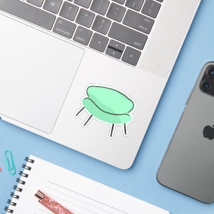 Mint Green Mid-Century Lounge Chair Decor Sticker