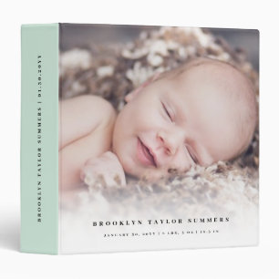 Mint Green Minimalist Baby First Year Photo Album Binder