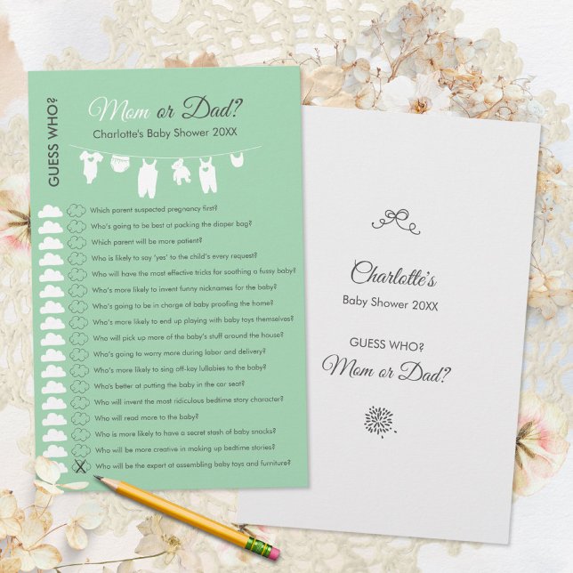Mint Green Minimalist Baby Shower Guess Who Game (Mint Green Minimalist Baby Shower Guess Who Game ©Susanne Sachers - Sunny Mind 🌞)