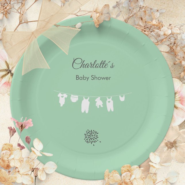 Mint Green Minimalist Baby Shower Paper Plates (Mint Green Minimalist Baby Shower Paper Plates ©Susanne Sachers - Sunny Mind 🌞)