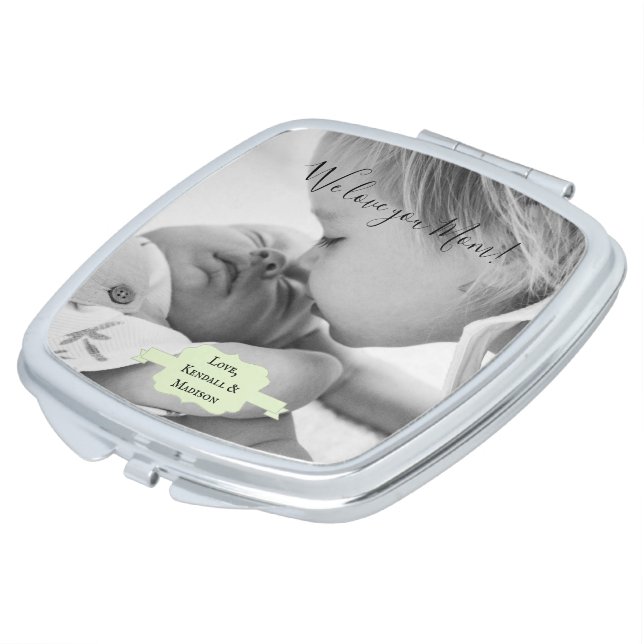 Mint Green Minimalist Photo Mother's Day Compact M Compact Mirror (Turned)