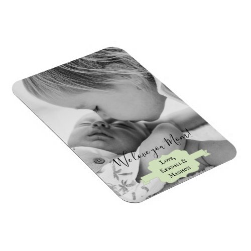 Mint Green Minimalist Photo Mothers Day Magnet