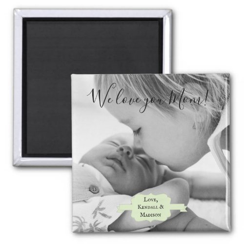 Mint Green Minimalist Photo Mothers Day Magnet