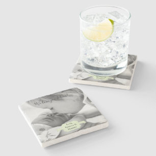 Mint Green Minimalist Photo Mother's Day Stone Coa Coaster