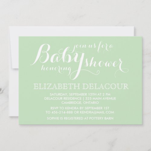 Mint Green Modern Baby Shower Invitation