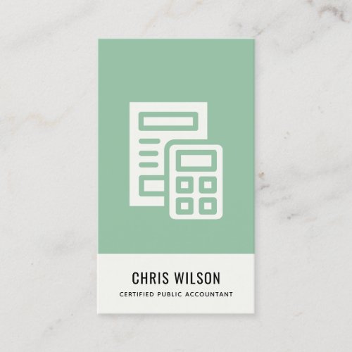 MINT GREEN MODERN CALCULATOR ICON ACCOUNTING TAX BUSINESS CARD