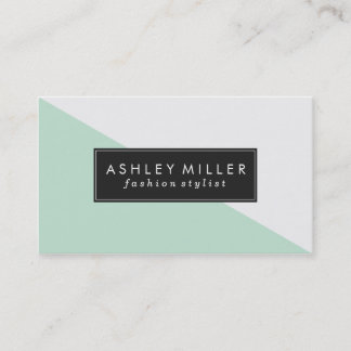 Mint Green Modern Color Block Business Card