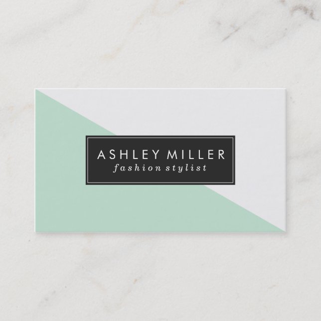 Mint Green Modern Color Block Business Card (Front)