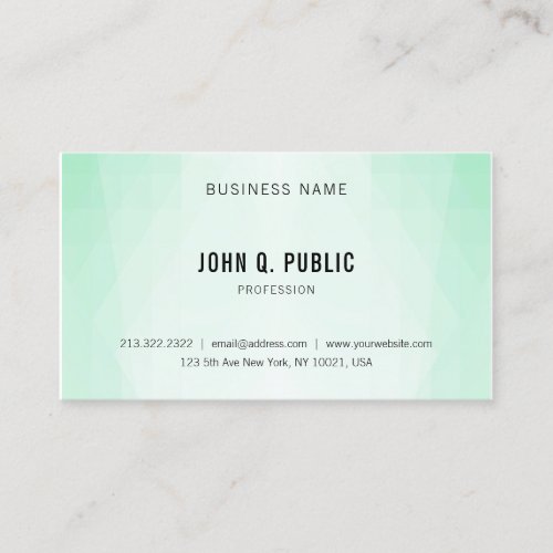 Mint Green Modern Elegant Minimalist Template Business Card