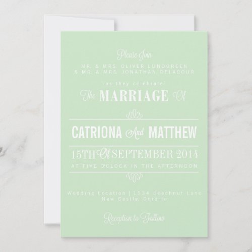 Mint Green Modern Floral Wedding Invitation