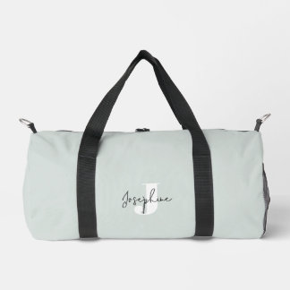 Mint Green Modern Minimalist Monogrammed Duffle Bag