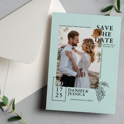 Mint Green Modern Photo Wedding Save The Date 