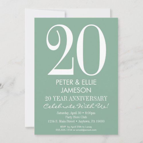Mint Green Modern Simple Anniversary Invitations