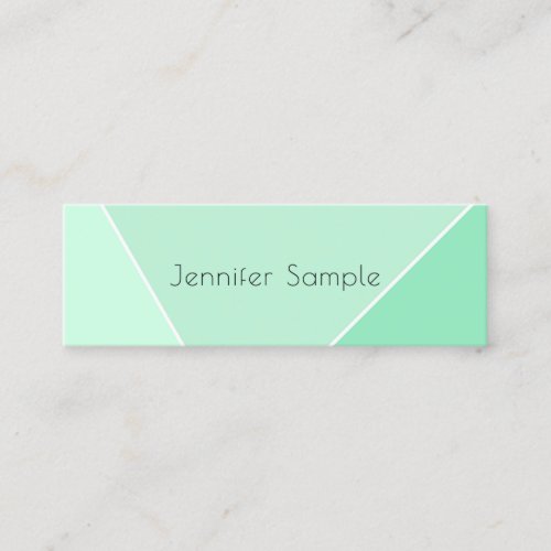 Mint Green Modern Simple Design Elegant Template Mini Business Card