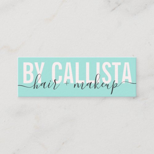 Mint Green Modern Simple Typography Makeup Hair Mini Business Card