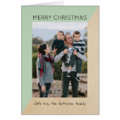 Mint Green Modern Slant Holiday Photo Card (Front)