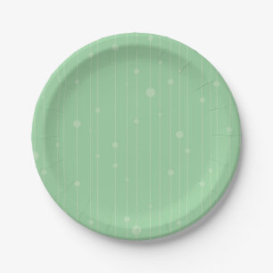 Mint green modern stripes and dots pattern paper plates