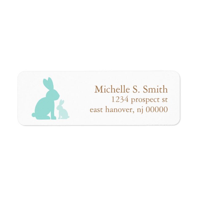 Mint Green Mom and Baby Rabbits Label (Front)