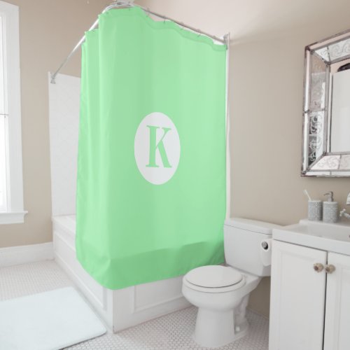 Mint Green Monogram Colorful Elegant Modern Decor Shower Curtain