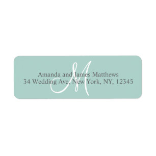 Mint Green Monogram for Weddings Label