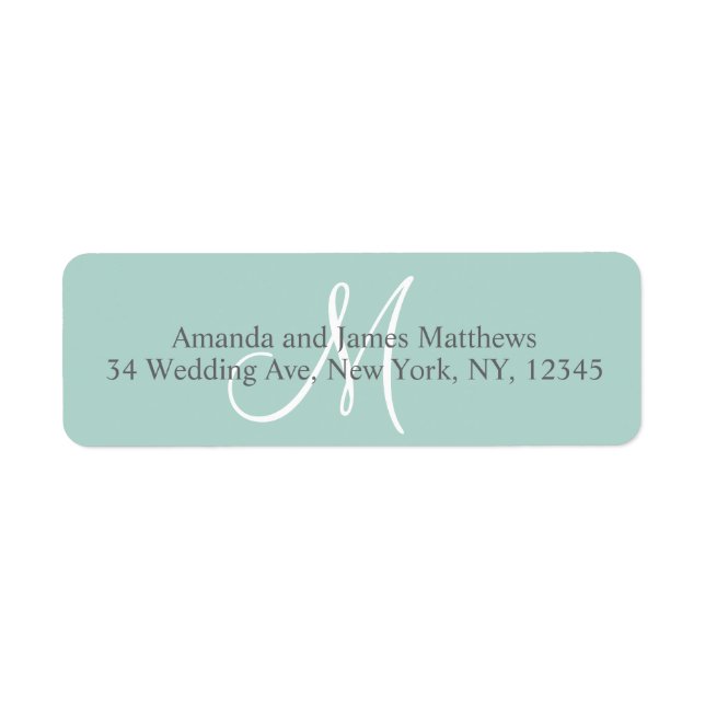 Mint Green Monogram for Weddings Label (Front)