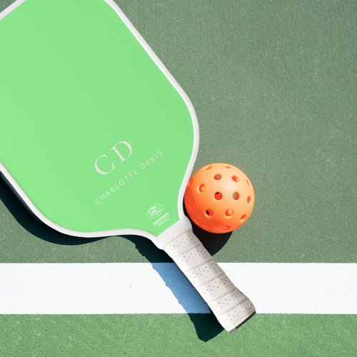 Mint green monogram initials name pickleball paddle