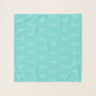 Mint Green Monogram Pattern Chiffon Scarf