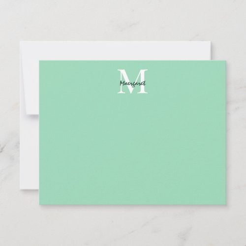 Mint Green Monogram Personalized Stationary Gifts Note Card