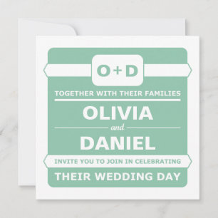 Mint Green Monogram Wedding Invitations