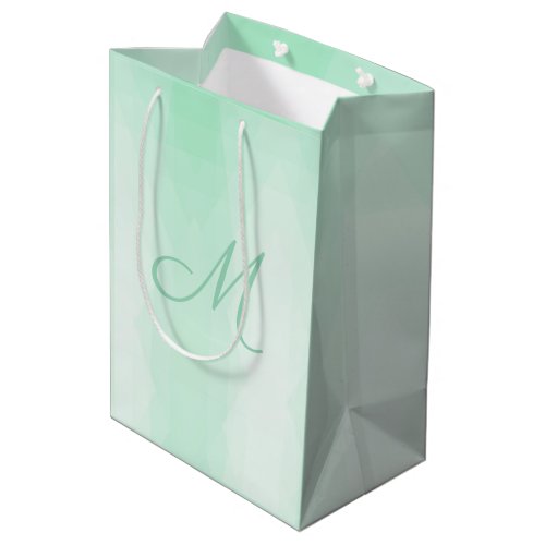 Mint Green  Monogrammed Modern Template Elegant Medium Gift Bag